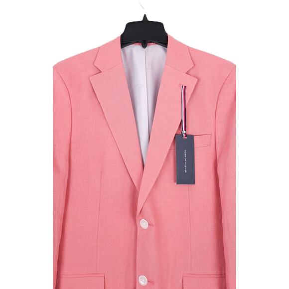 Tommy Hilfiger Men's Modern-Fit 100% Linen 2-Piece Suit Light Red 46R 40x29 NWT - Picture 5 of 13
